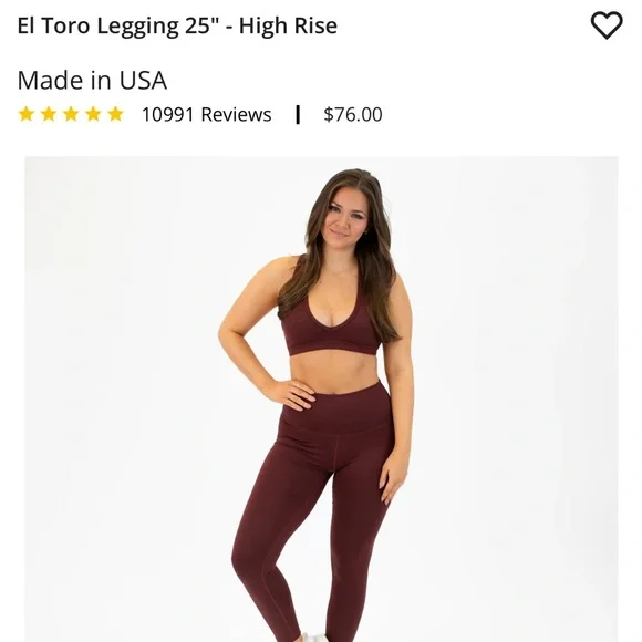 Fleo El Toro 25” High Rise Heather Rosewood Leggings - Picture 6 of 7